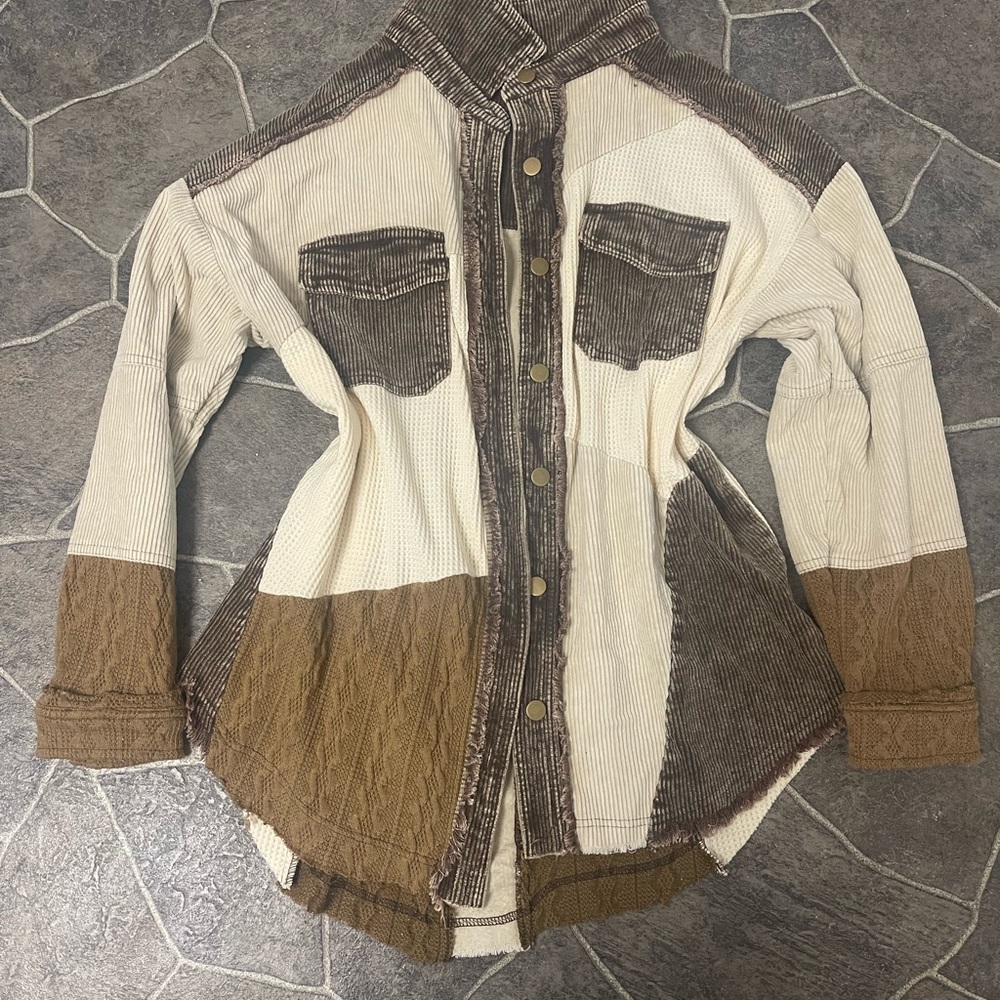 BKE Brown and Cream Corduroy Shirt